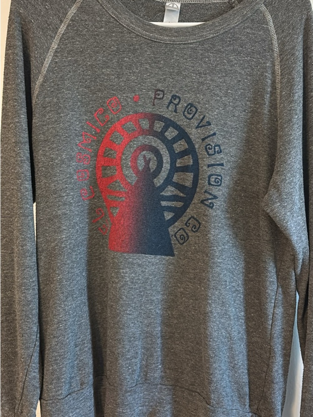 Crewneck Sweatshirt - Gray with Red/Blue Graphic